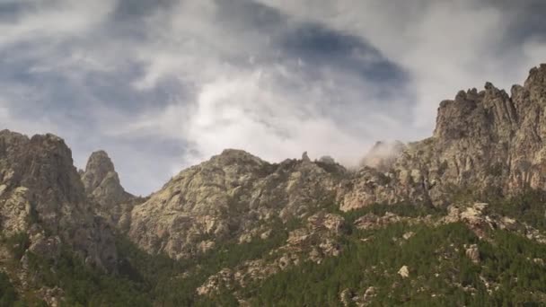 Upływ Czasu Malowniczej Bavella Pasmem Górskim Korsyka Francja — Wideo stockowe