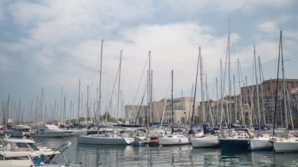 Palermo Itálie Říjen 2016 Rybářské Čluny Malé Jachty Kotvící Přístavu — Stock video