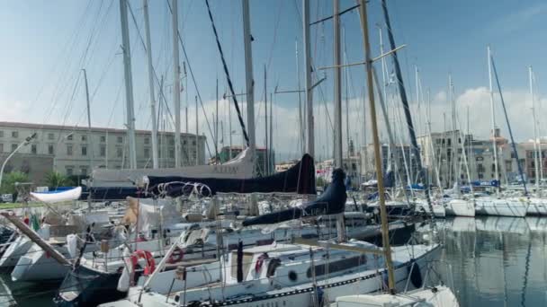 Palermo Italie Octobre 2016 Bateaux Pêche Petits Yachts Amarrés Dans — Video