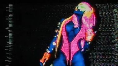 Dans ve floresan kostüm poz seksi kadın