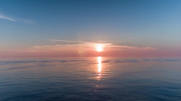 Hermoso Amanecer Horizonte Mar Filmado Desde Barco Mediterráneo — Vídeo de stock