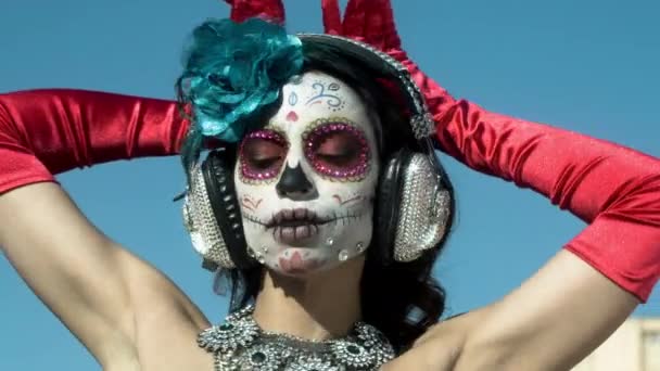 szép nő, egyéni tervezett candy koponya mexikói napján a halott arca alkotó