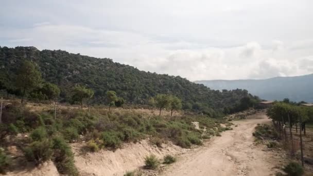 Shot Camera Attached Side Road Campervan Driving Rough Tracks Sardinia — Stock Video