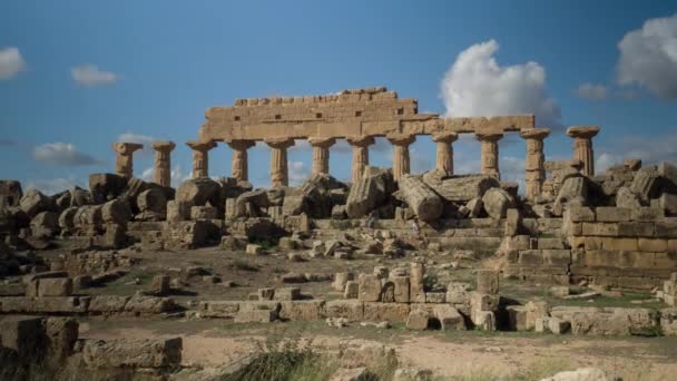 Beweging Schot Van Griekse Ruïnes Van Selinunte Sicilië Italië — Stockvideo