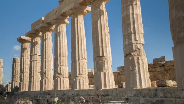 Movimiento Disparo Las Ruinas Griegas Selinunte Sicilia Italia — Vídeo de stock