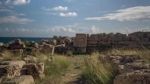 View Ancient Greek Ruins Selinunte Sicily Italy — Stock Video