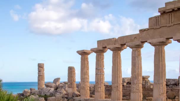 Movimiento Disparo Las Ruinas Griegas Selinunte Sicilia Italia — Vídeo de stock