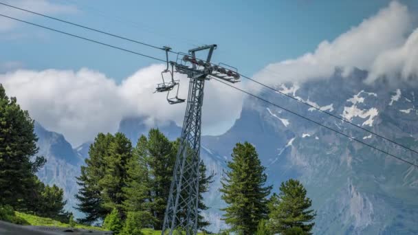 Vista Teleféricos Verbier Alpes Suizos — Vídeo de stock