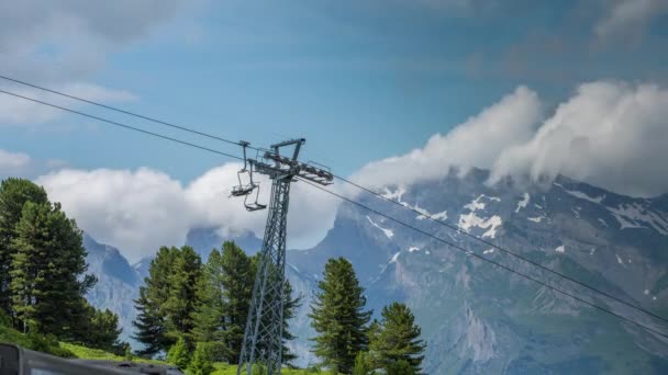 Перегляд Канатними Дорогами Вербье Швейцарські Альпи — стокове відео