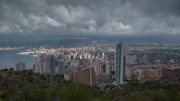 Kusten Och Skyline Benidorm Badort Spanien — Stockvideo