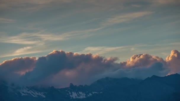 Pôr Sol Sobre Montanhas Verbier Alpes Suíços — Vídeo de Stock