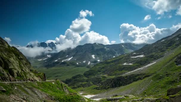 Great Bernard Pass Surrounding Mountains Alps Italy Switzerland Meet — Stock Video