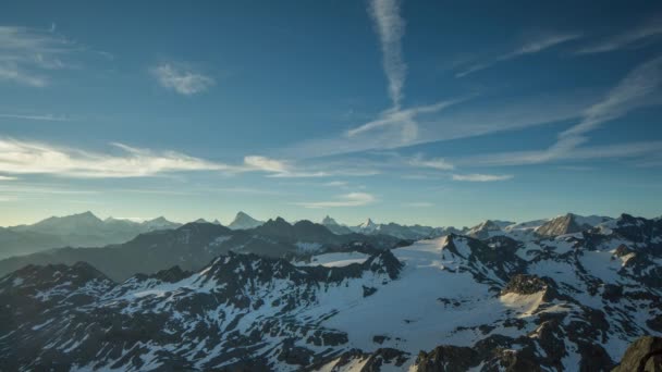 Ráno Horských Vrcholů Mont Fort Zobrazení Bodu Verbier Švýcarské Alpy — Stock video