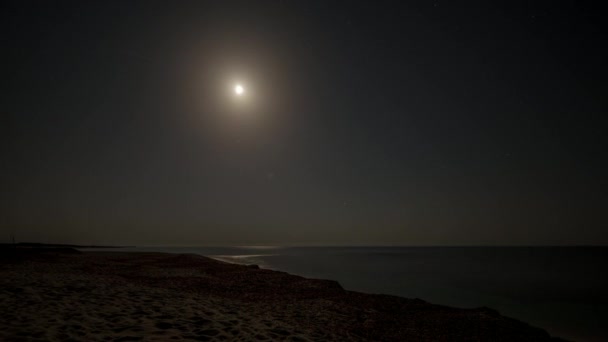 Increíble Lapso Tiempo Estrellas Durante Una Luna Llena Costa Cerdeña — Vídeos de Stock