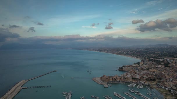 Tempo Vista Lapso Cidade Portuária Castellammare Del Golfo Costa Sicília — Vídeo de Stock