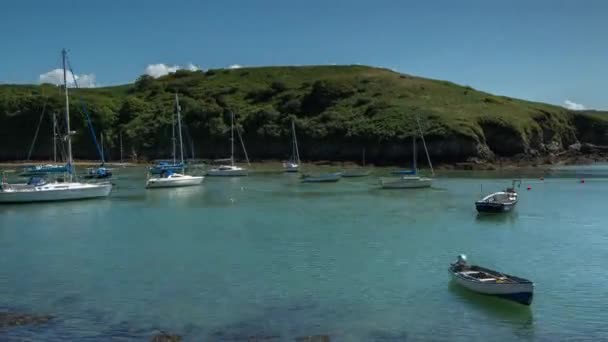 Epic Time Lapse Shot Port Solva Wales Water Empties Out — Stock Video