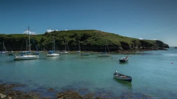 Lapso Tempo Épico Porto Solva País Gales Água Esvazia Baía — Vídeo de Stock