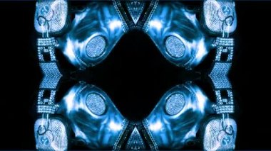 Gaz maskesi ve parlak kristalleri Kulaklığımda yakın çekim