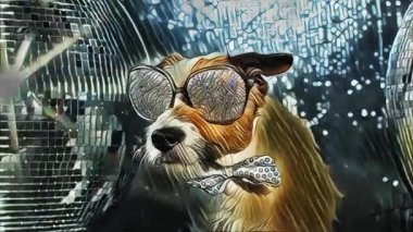 şirin jack Russell köpek kristal güneş gözlüğü ayarlama bir disko kaplı