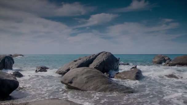 Rotsachtige Strand Middellandse Zee Sicilië Italië — Stockvideo