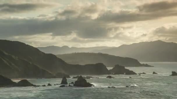 Idő Telik Lenyűgöző Clifftops Loiba Galíciában Spanyolország — Stock videók