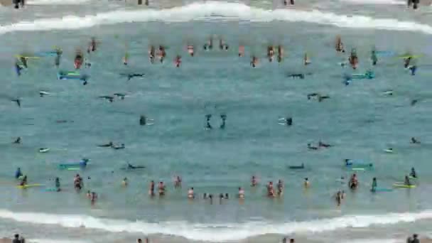 Galicia España Agosto 2018 Timelapse Crowded Beach Galicia Norhtern Spain — Vídeos de Stock