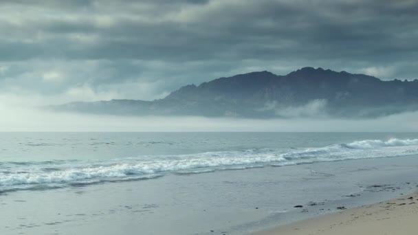 Όμορφη Carnota Παραλία Στις Ακτές Της Γαλικίας Θυελλώδη Ημέρα Ισπανία — Αρχείο Βίντεο