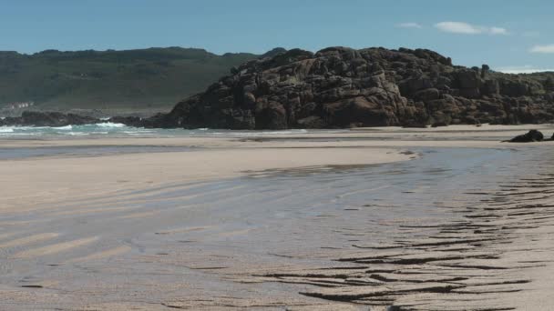 Schöner Pedrosa Strand Der Costa Morte Küste Von Galicien Spanien — Stockvideo