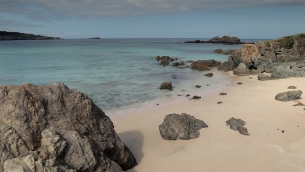 Красивый Пляж Фелия Вилар Галиканском Побережье Испании Летний День — стоковое видео