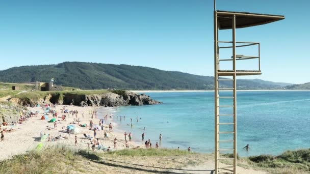 Widok Plaży Praia Vilar Galican Wybrzeżu Hiszpanii — Wideo stockowe