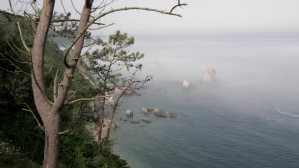 西班牙阿斯图里亚斯西兰邱海滩的悬崖底部隐藏的海滩 — 图库视频影像