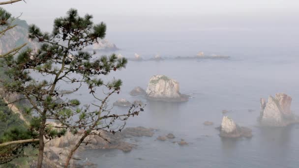 Asturias Spanya Beach Playa Del Silencio Kayalıklardan Altındaki Gizli Plaj — Stok video