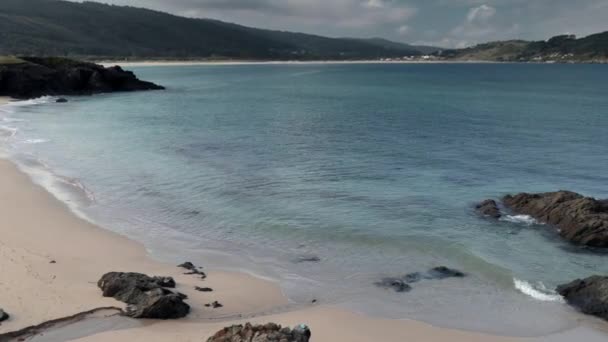 Empty Beach Praia Vilar Coast Galicia Spain — Stock Video