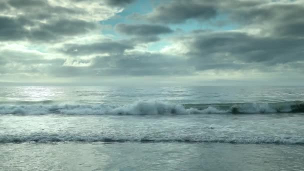 Vista Panorámica Nubes Olas Playa Carnota Galicia España — Vídeo de stock