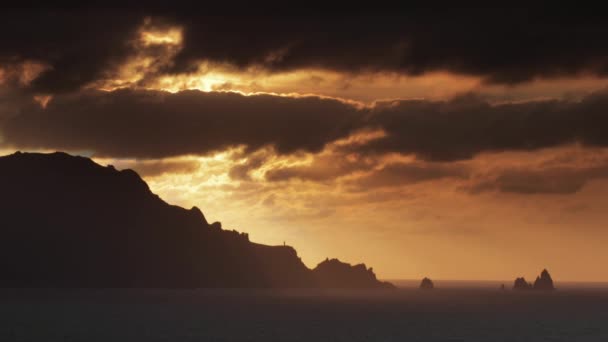 Vue Sur Coucher Soleil Sur Les Falaises Accidentées Loiba Galice — Video