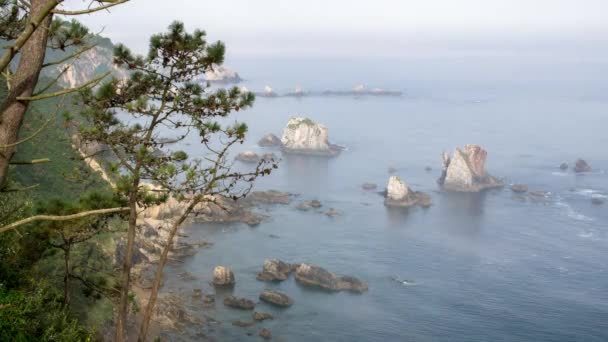 Impresionante Playa Del Silencio Playa Asturias España Una Playa Oculta — Vídeo de stock