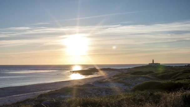 Timelapse Puesta Sol Playa Larino Costa Galicia España — Vídeos de Stock