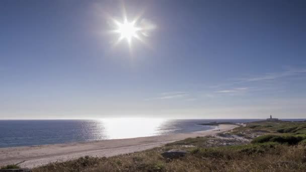 Zeitraffer Des Sonnenuntergangs Strand Von Larino Der Küste Von Galicien — Stockvideo