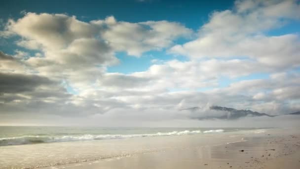 Zeitraffer Des Schönen Carnota Strandes Der Galicischen Küste Spaniens Stürmischen — Stockvideo