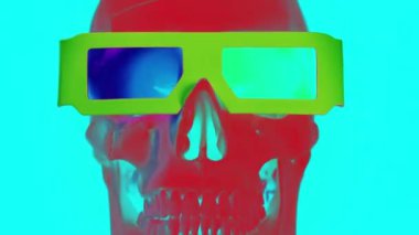 Soyut Renkler ile 3d film gözlük ile kafatası