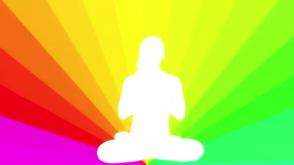 剪影的妇女做瑜伽在五颜六色的背景 — 图库视频影像