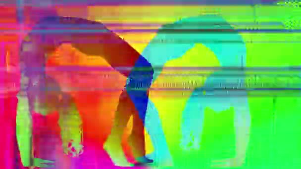 Silhouette de femme faisant des exercices sur fond coloré 