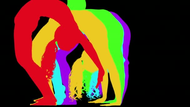 Silhouette Donna Che Esercizi Sfondo Colorato — Video Stock