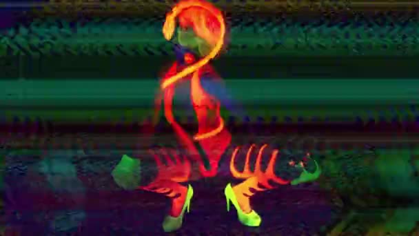 Sexy neon uv bagliore ballerino — Video Stock