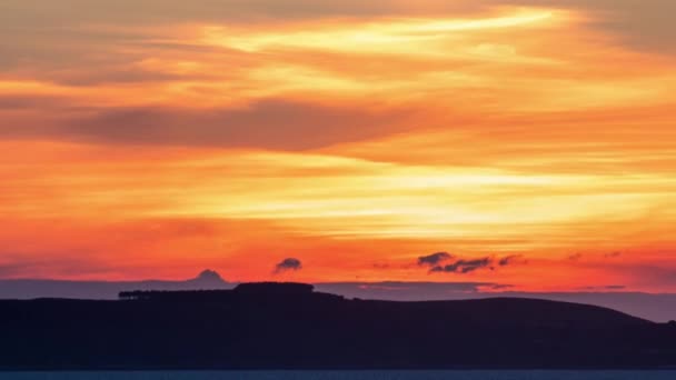 Живописный Вид Закат Над Морем Галисии Испания — стоковое видео