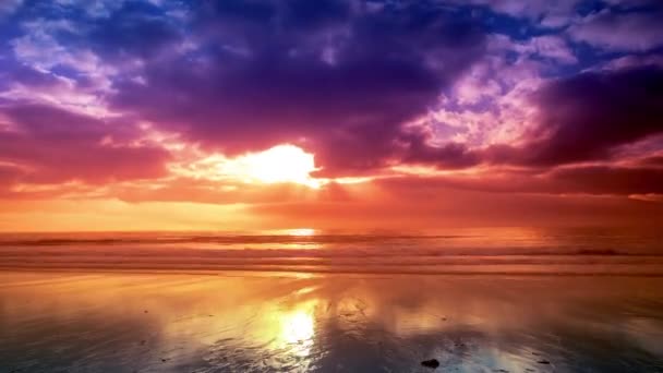 Vue Panoramique Coucher Soleil Sur Mer Avec Effet Coloré Galice — Video