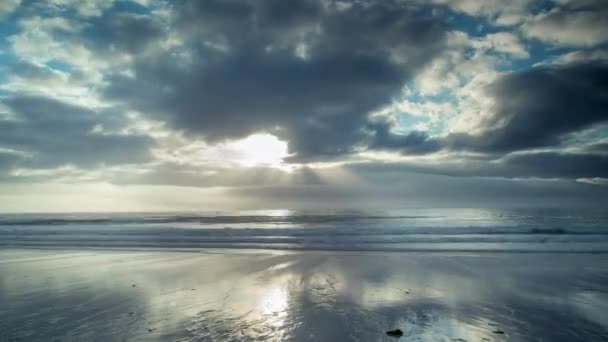Vue Panoramique Coucher Soleil Sur Mer Galice Espagne — Video