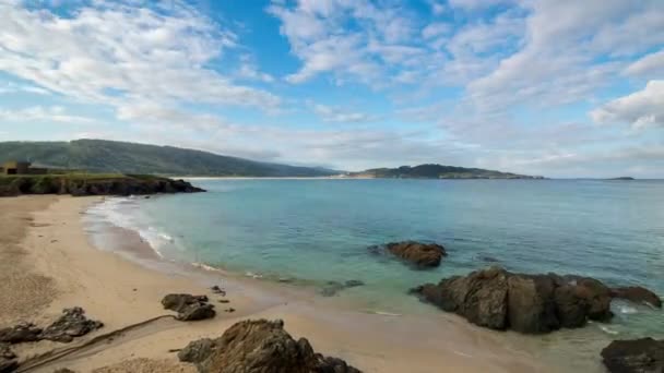 Timelapse Van Mooie Lege Pedrosa Beach Galicië Spanje — Stockvideo