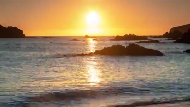 Vue Panoramique Coucher Soleil Sur Mer Galice Espagne — Video