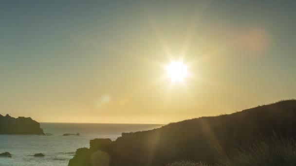 Malerischer Blick Auf Den Sonnenuntergang Über Dem Meer Galicien Spanien — Stockvideo